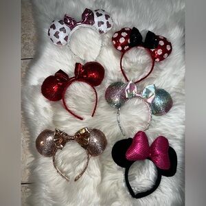 Set of 6 Colorful Minnie Mouse Ear Headbands Set  never worn